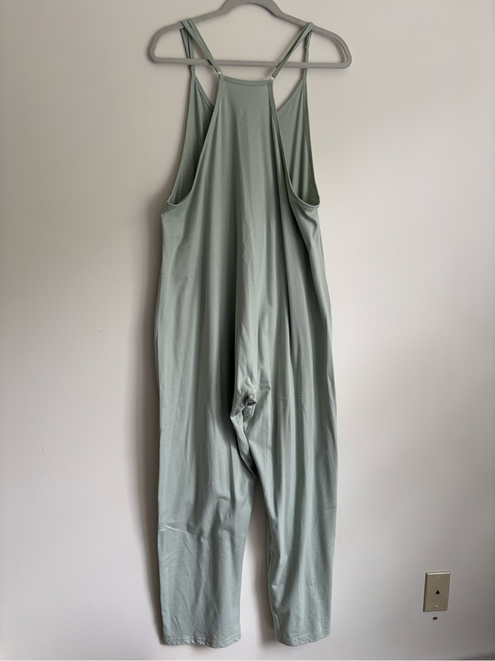 Light Sage Relaxed Overall Jumpsuit with Pockets sz L Relaxed Fit - Picture 3 of 9